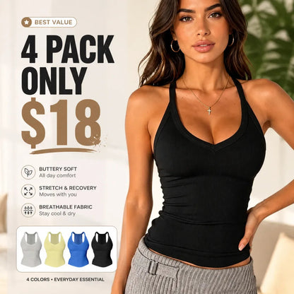 🔥Built-in bust support, sleeveless backless slim-fit basic tank top💖