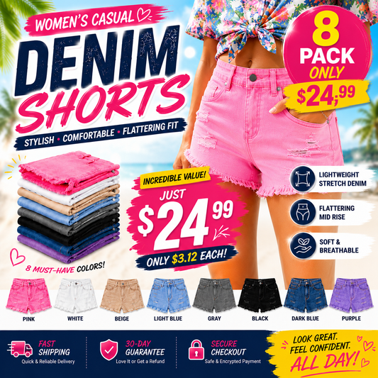 Women's Casual Mid Rise Denim Shorts
