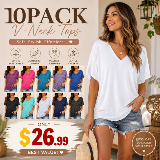 🔥 Women's V-Neck Everyday Tee | Ultra-Soft, Flattering Fit & All-Day Comfort 💖